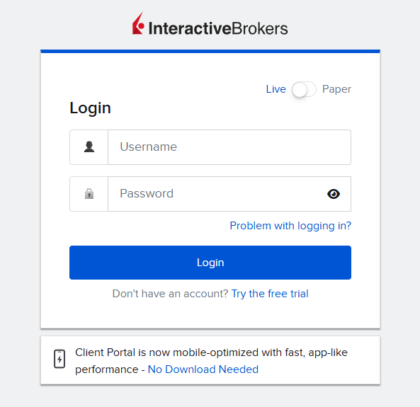 IBKR Login Page