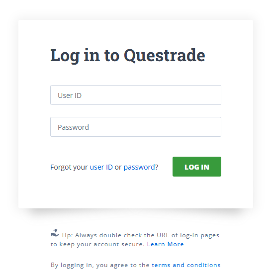 Questrade Login Page